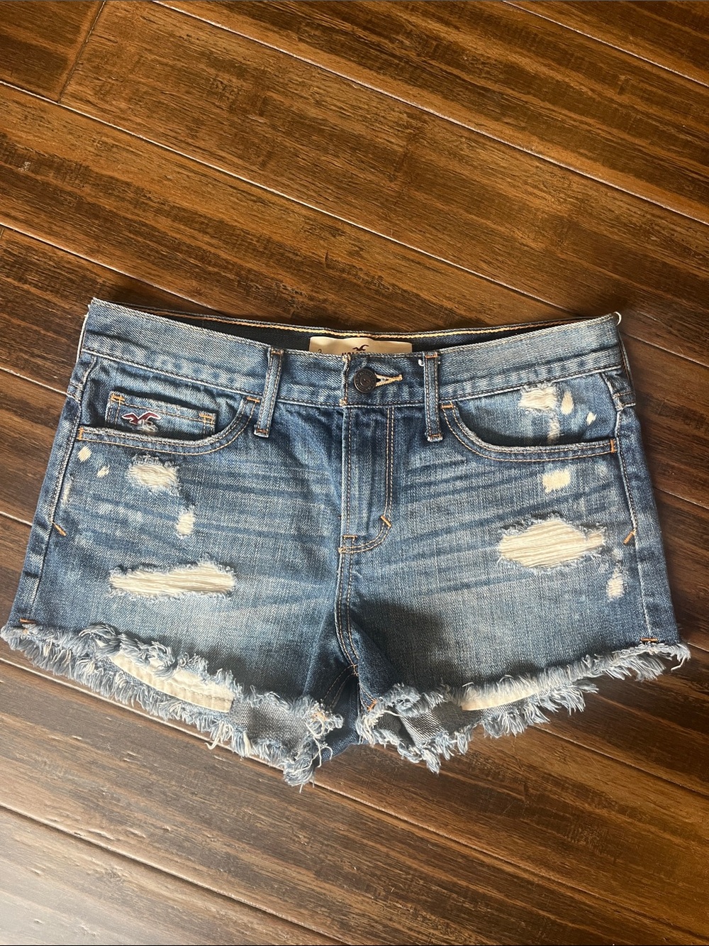 Hollister Women's Distressed Denim Cutoff Shorts - Blue